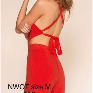 red cutout back romper